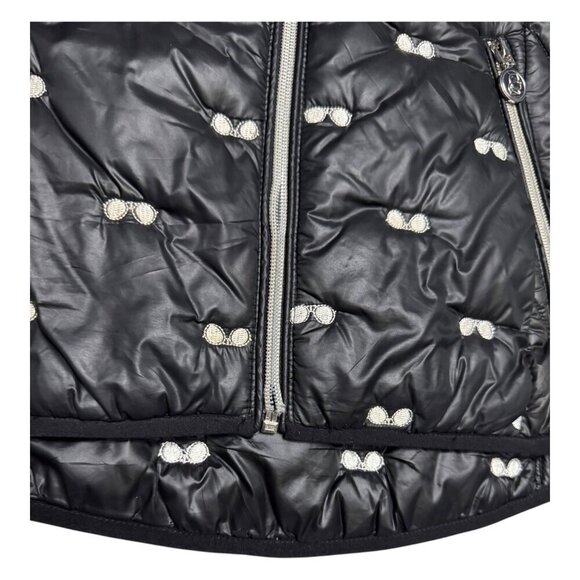 KARL LAGERFELD Winter Puffer Parka Sunglasses Black Jacket Coat Womens Medium - Picture 3 of 7